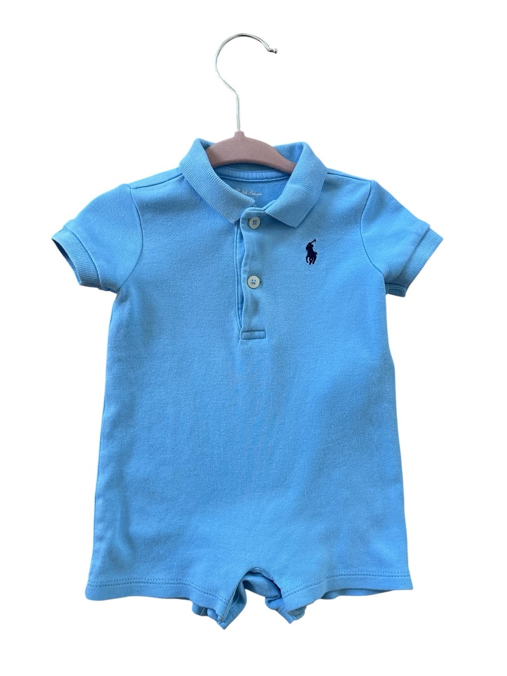 Ralph Lauren Baby Boys Short Sleeve Polo Interlock Shortall - 3 months